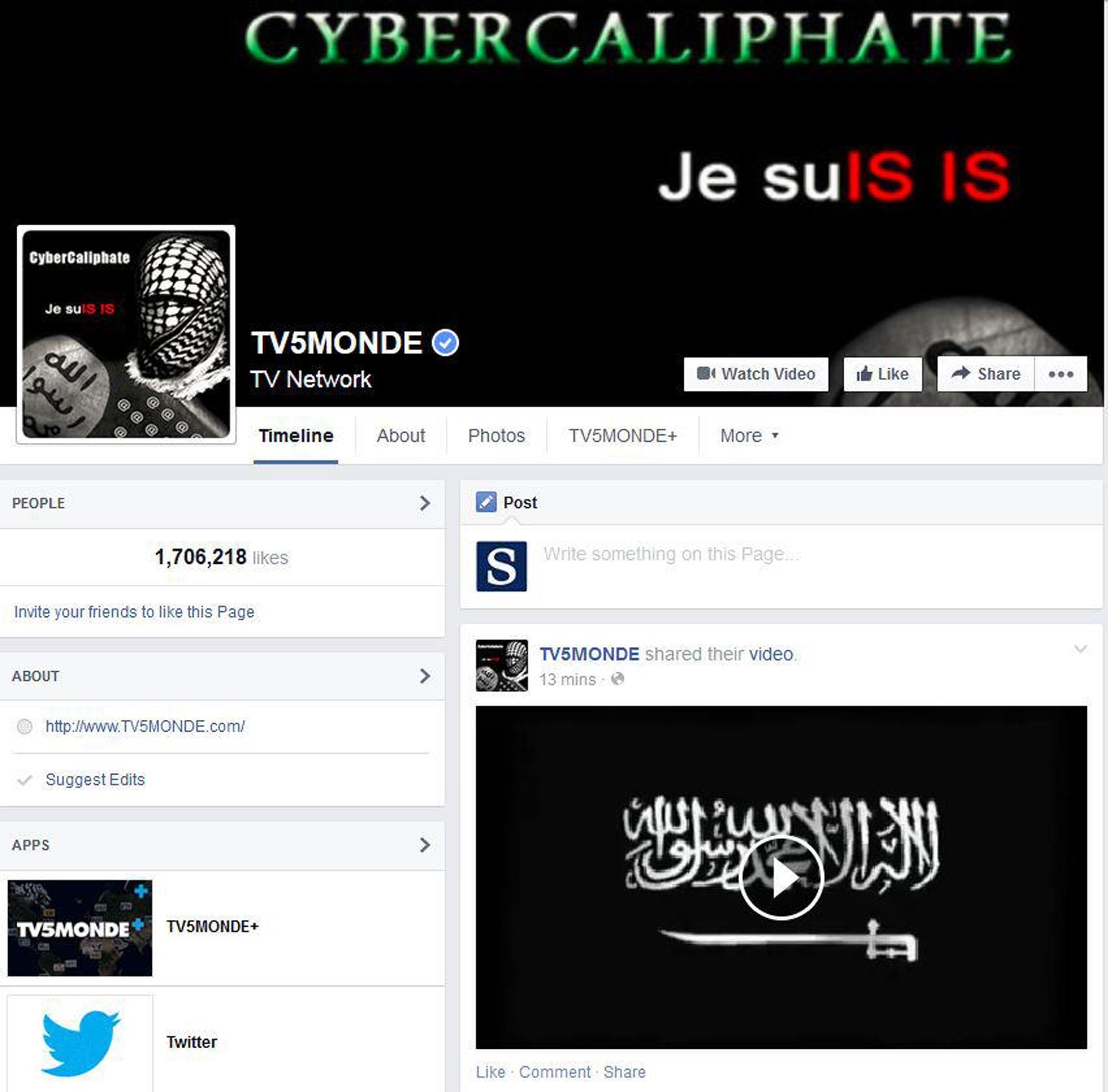 Figure 3. CyberCaliphate message left on TV5Monde’s Facebook page. (Source: Los Angeles Times)